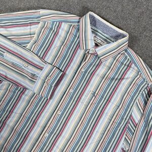 Tommy Bahama Island Zone Shirt Mens Large Striped Long Sleeve Pima Cotton